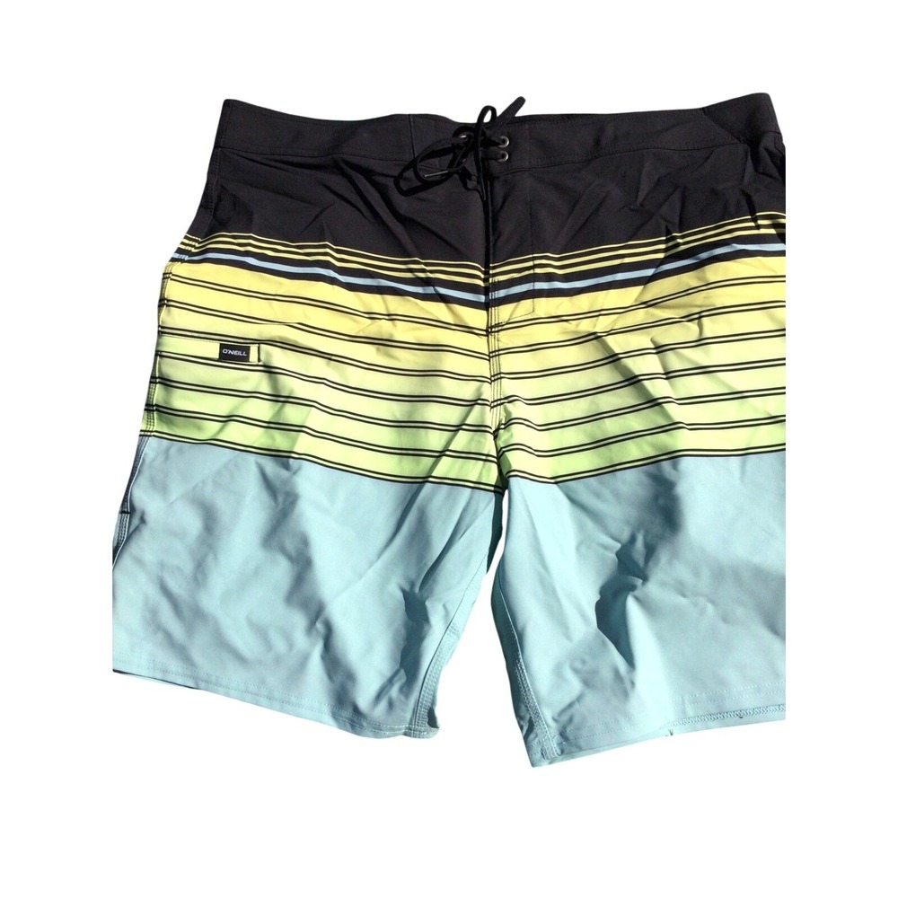 O'Neill Boardshorts Men's‎ Swim Trunks Stripe Print Black Green Blue size 30